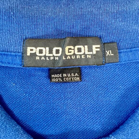Polo Golf Ralph Lauren Vintage Made in USA Shirt Men's XL Royal and Navy Blue - Picture 2 of 10